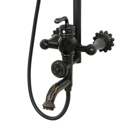 Antiker Messing-Duschhahn BLUME Schwarz - Palo24