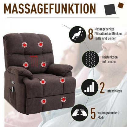 Massagesessel mit Wärmefunktion USB-Anschluss Braun - Palo24