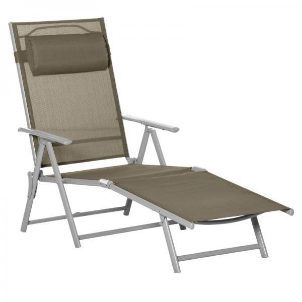 Sonnenliege Liegestuhl Gartenliege Strandliege mit Kopfkissen faltbar Netzstoff Metall Grau+Silber - Palo24