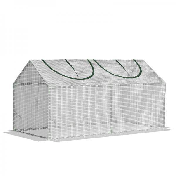 Foliengewächshaus mit Fenster PE Treibhaus Tomatenhaus Frühbeet 120 x 60 x 60 cm Weiss - Palo24