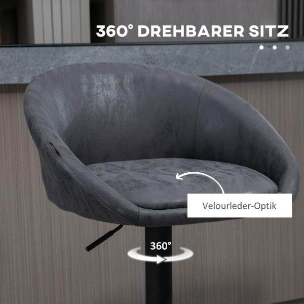 2er-Set Barhocker, höhenverstellbar, 360-Grad-Schwenk-Design, Grau - Palo24