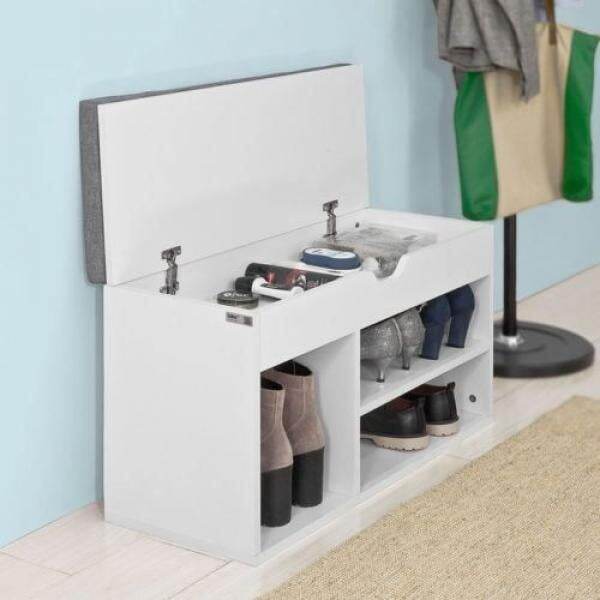 Schuhbank | Schuhregal mit Sitzfläche | Sitzbank Weiss - Palo24