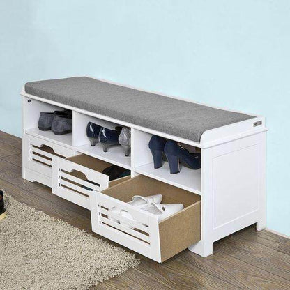 Schuhbank mit Sitzkissen | Schuhtruhe | Sitzkommode Weiss - Palo24