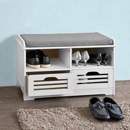 Schuhbank mit Sitzkissen | Schuhtruhe | Sitzkommode Weiss - Palo24