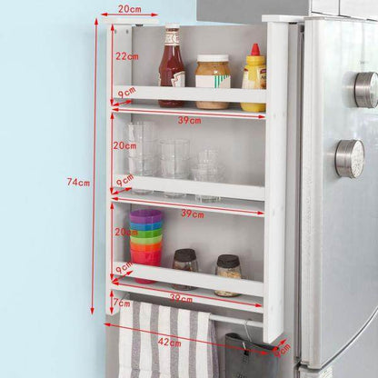 Küchenregal Weiss | Gewürzregal mit 3 Ablagen | Hängeregal für Kühlschrank - Palo24