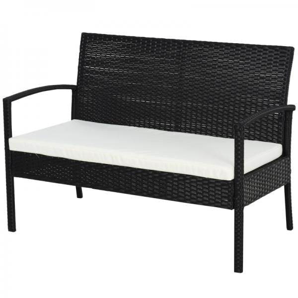 Polyrattan Sitzgruppe Gartenset Garnitur Sofa 7 tlg. mit Kissen Schwarz - Palo24