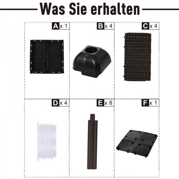 Gartenbeet Hochbeet Pflanzkasten Blumenkasten Rattan-Look Abflusslöcher PP Braun - Palo24