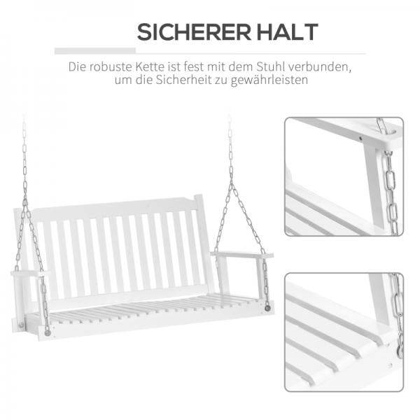 Gartenschaukel für 2 Personen Schaukelbank Hängebank Massivholz Patio Terrasse Hinterhof Weiss - Palo24