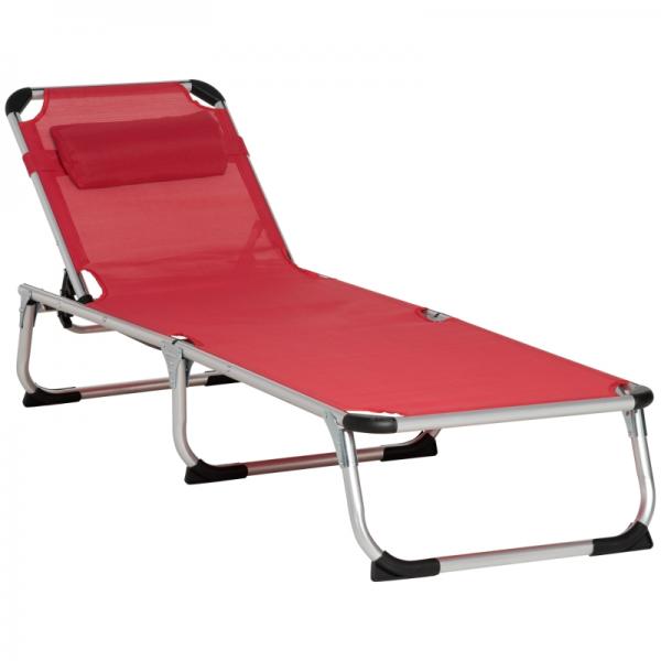 Sonnenliege Gartenliege Alu Stoffliege Relaxliege 5-fach verstellbar faltbar ergonomisch Netzstoff Rot 170 x 60 x 76 cm - Palo24