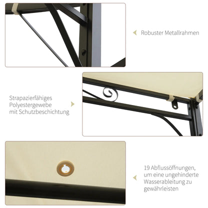 Auvent pavillon de jardin avec toit latéral rabattable crème + noir 3x2,5 m