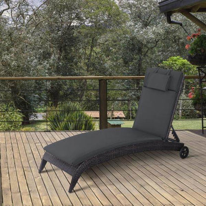 Liegenauflage Liegenpolster Gartenliege mit Kopfkissen abnehmbar Bezug Grau 198 x 53 x 5 cm - Palo24