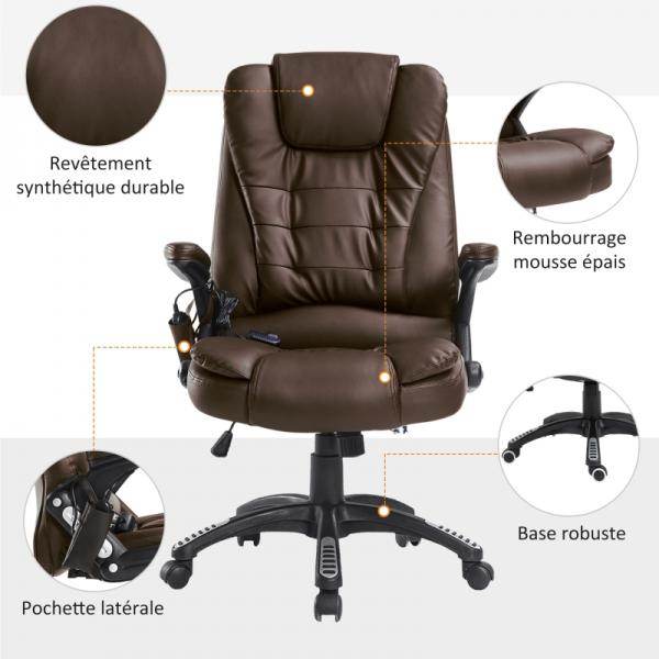 Massage-Chefsessel mit Wärmefunktion Gaming braun - Palo24