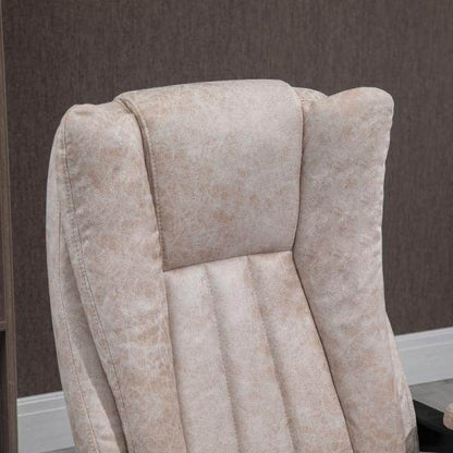Bürostuhl Drehstuhl mit Liegefunktion Fußstütze Sitzhöhenverstellung Mikrofaser Beige+Schwarz+Silber - Palo24