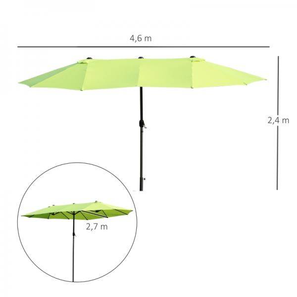 Sonnenschirm Gartenschirm Doppelsonnenschirm mit Handkurbel Grün Oval - Palo24