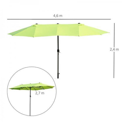 Sonnenschirm Gartenschirm Doppelsonnenschirm mit Handkurbel Grün Oval - Palo24