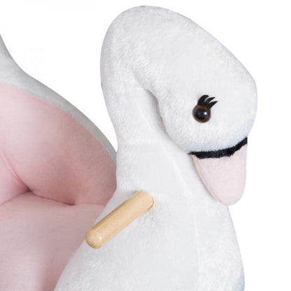 Schaukelpferd Baby Schaukeltier Schwan mit Musik Spielzeug Plüsch Rosa+Weiss - Palo24