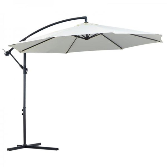Sonnenschirm mit Kurbel Wetterbeständig 3 m x 3 m x 2,5 m Stahl Polyester Creme - Palo24