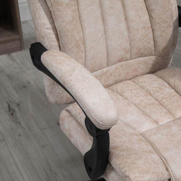 Bürostuhl Drehstuhl mit Liegefunktion Fußstütze Sitzhöhenverstellung Mikrofaser Beige+Schwarz+Silber - Palo24