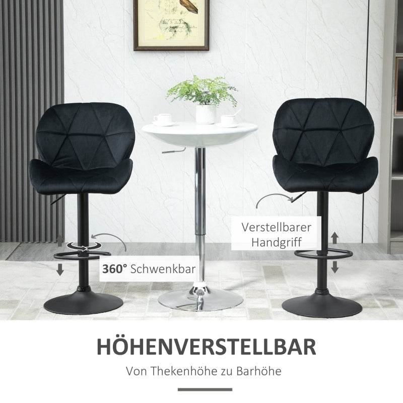 2er-Set Barhocker höhenverstellbarer Samt Schwarz - Palo24