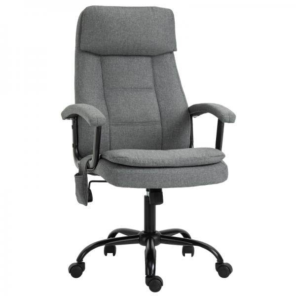Bürostuhl höhenverstellbarer mit Massagefunktion, ergonomischer Drehstuhl Leinen-Gefühl Grau - Palo24