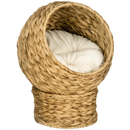 Grotte pour chat, lit pour chat avec oreiller, marron, 42 x 33 x 52 cm