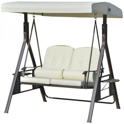 2-Sitzer Hollywoodschaukel Gartenschaukel mit Sonnendach Kissen Metall Polyester Beige - Palo24