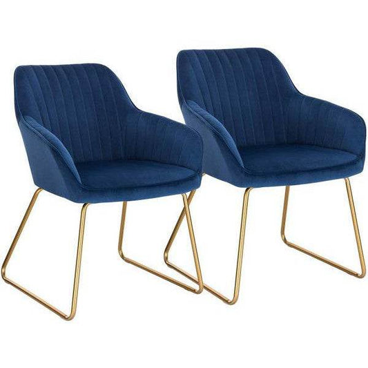 2er-Set Esszimmerstühle aus Samt Modell Stella blau - Palo24