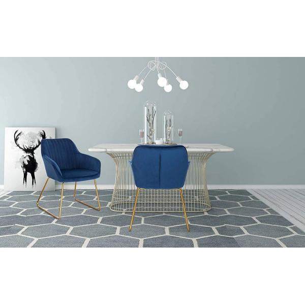 2er-Set Esszimmerstühle aus Samt Modell Stella blau - Palo24
