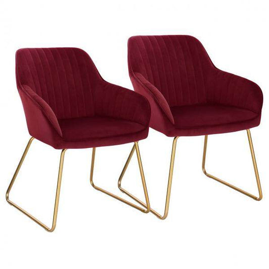 2er-Set Esszimmerstühle aus Samt Modell Stella bordeaux - Palo24