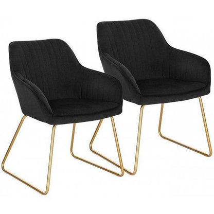 2er-Set Esszimmerstühle aus Samt Modell Stella schwarz - Palo24