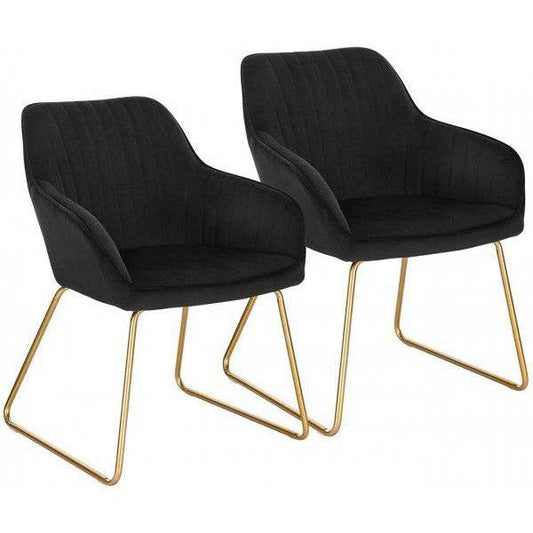 2er-Set Esszimmerstühle aus Samt Modell Stella schwarz - Palo24