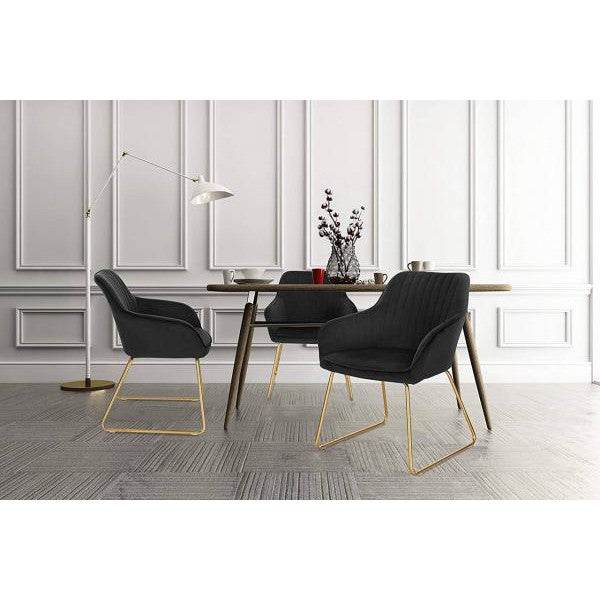 2er-Set Esszimmerstühle aus Samt Modell Stella schwarz - Palo24