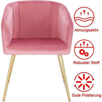 Esszimmerstuhl mit Armlehne Samt & Metallbeine Kufengestell Modell Annika rosa - Palo24