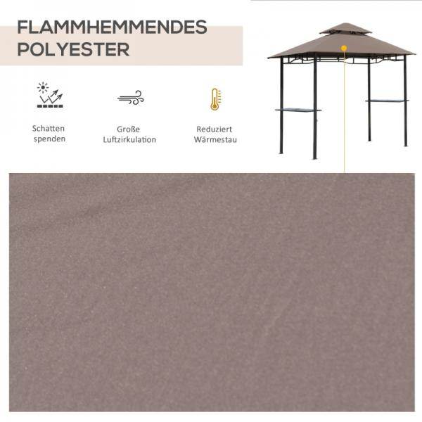 Grillpavillon Gartenzelt Grill Balkonpavillon Flammhemmendes Doppeldach Kaffeebraun+Schwarz - Palo24