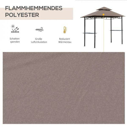 Grillpavillon Gartenzelt Grill Balkonpavillon Flammhemmendes Doppeldach Kaffeebraun+Schwarz - Palo24