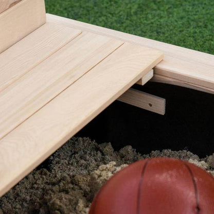 Sandkasten Sandkiste aus Holz mit Dach abnehmbar Rücklehnen verstellbar Tannenholz Natur - Palo24