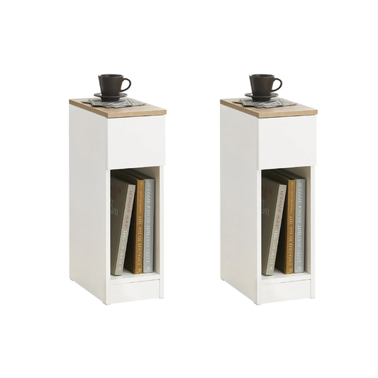 2x Nachttisch 2er Set mit Schublade | Sofatisch | Beistelltisch | Weiß | FBT111-WN - Palo24