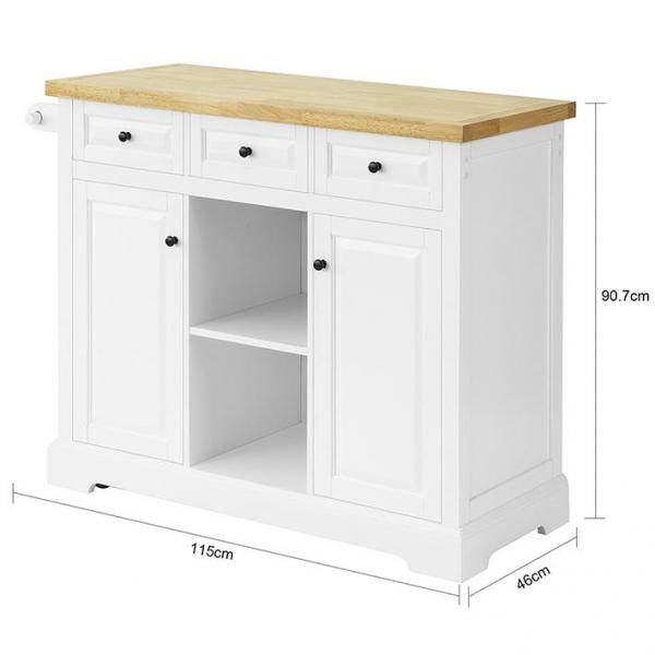 Kücheninsel Küchenwagen Küchenschrank Sideboard auf Rollen weiss - Palo24