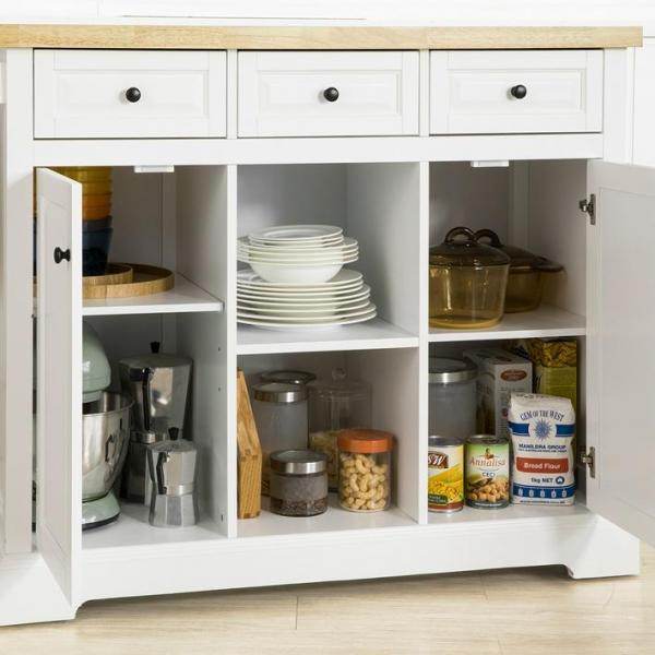 Kücheninsel Küchenwagen Küchenschrank Sideboard auf Rollen weiss - Palo24