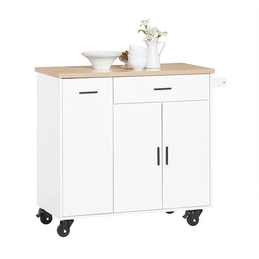 Design Küchenwagen mit Arbeitsplatte | Kücheninsel | Küchenschrank Sideboard Weiss - Palo24