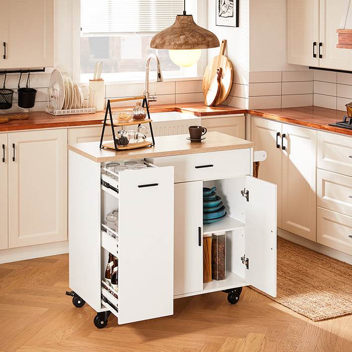Design Küchenwagen mit Arbeitsplatte | Kücheninsel | Küchenschrank Sideboard Weiss - Palo24