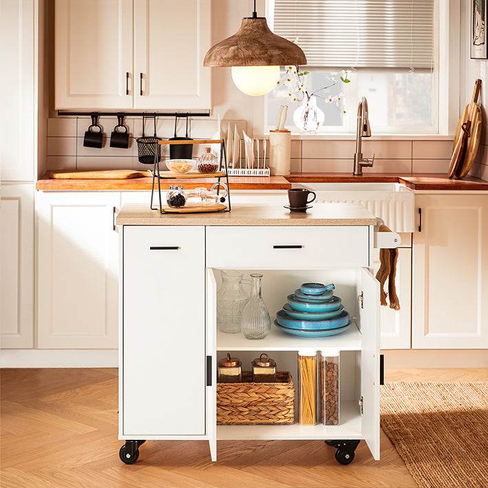 Design Küchenwagen mit Arbeitsplatte | Kücheninsel | Küchenschrank Sideboard Weiss - Palo24