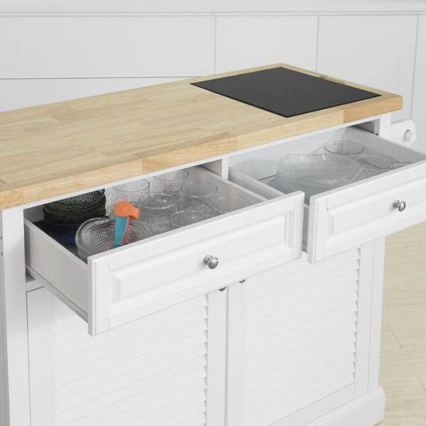 Kücheninsel | Küchenwagen mit Marmorplatte | Küchenschrank Weiss - Palo24