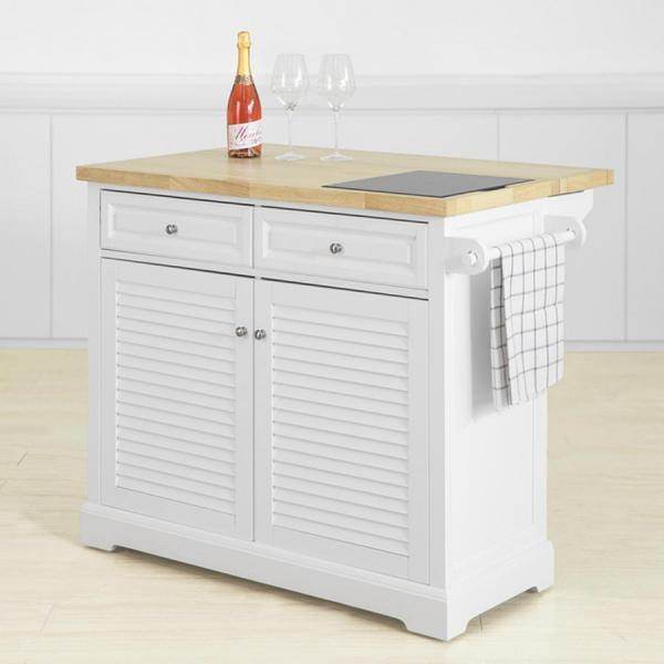 Kücheninsel | Küchenwagen mit Marmorplatte | Küchenschrank Weiss - Palo24