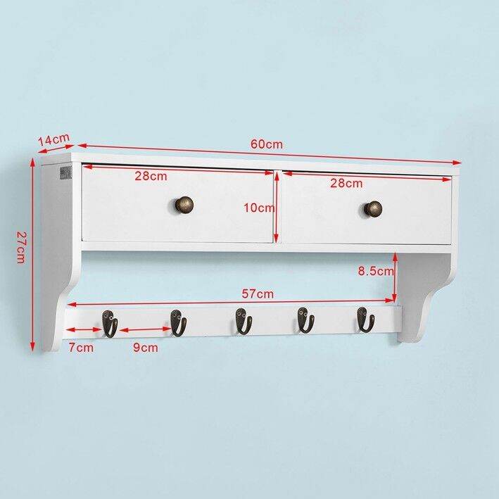 Wandgarderobe | Hängeregal mit Schubladen | Weiss FRG178-W - Palo24