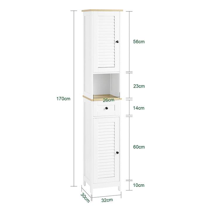 Badezimmer-Hochschrank | Badschrank | Badregal | Weissnatur - Palo24