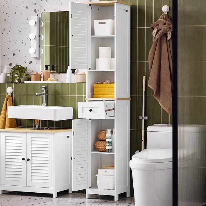Badezimmer-Hochschrank | Badschrank | Badregal | Weissnatur - Palo24