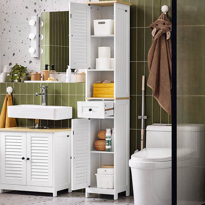 Badezimmer-Hochschrank | Badschrank | Badregal | Weissnatur - Palo24