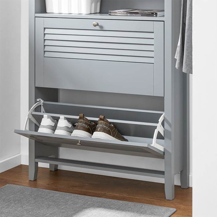 Schuhkipper | Schuhschrank mit 2 Klappen | Schuhkommode | Hellgrau - Palo24