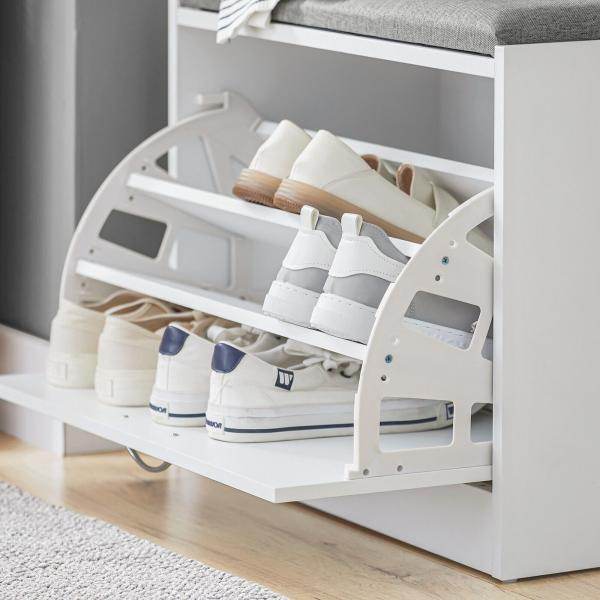Schuhregal | Schuhbank Mit Sitzkissen | Sitzbank | Hellgrau - Palo24